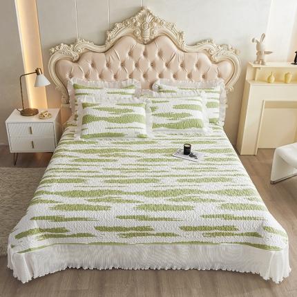 91家纺网 家纺一手货源 找家纺 宜凡 2023新款全棉印花床盖三件套 漫步云端 绿