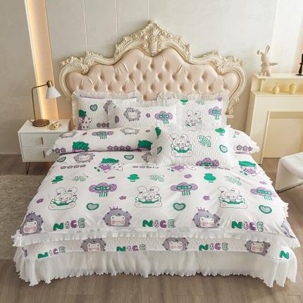 宜凡 2023新款全棉印花床盖四件套 卡哇伊