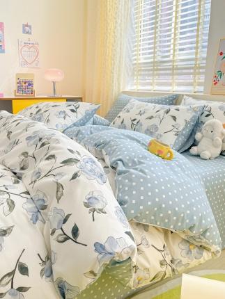 91家纺网 家纺一手货源 找家纺 芷卧 2025新款13372全棉碎花小清新四件套 清风