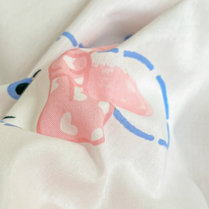 91家纺网 家纺一手货源 找家纺 芷卧 2025新款13372全棉碎花小清新四件套 兔花园