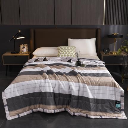 易博 热卖全棉印花夏被 简约灰条