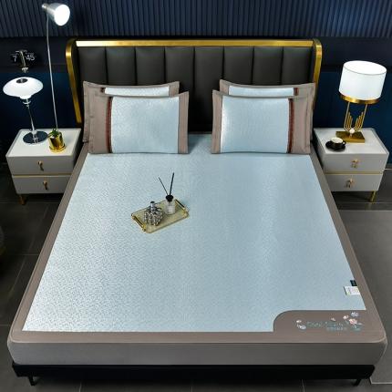 91家纺网 家纺一手货源 找家纺 （总） 2023新款超精密凉感冰丝席肌理纹系列-床笠款藤席凉席竹席乳胶