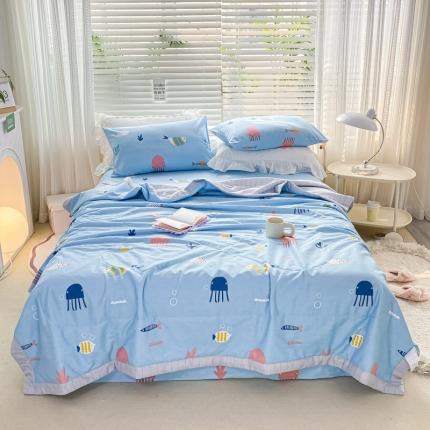 91家纺网 家纺一手货源 找家纺 （总）莱宁    2023直播新款13070喷气全棉夏被四件套空调被子