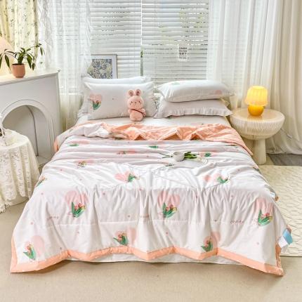 91家纺网 家纺一手货源 找家纺 （总）莱宁    2023直播新款13070喷气全棉夏被四件套空调被子