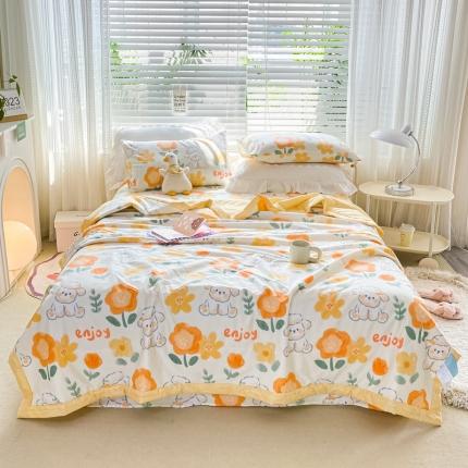 91家纺网 家纺一手货源 找家纺 （总）莱宁    2023直播新款13070喷气全棉夏被四件套空调被子