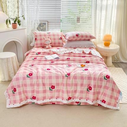 91家纺网 家纺一手货源 找家纺 （总）莱宁    2023直播新款13070喷气全棉夏被四件套空调被子