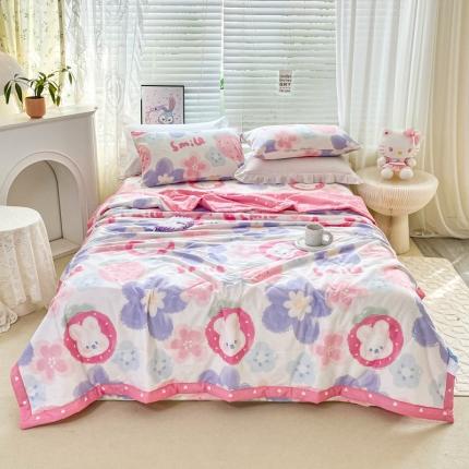 91家纺网 家纺一手货源 找家纺 （总）莱宁    2023直播新款13070喷气全棉夏被四件套空调被子