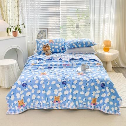 91家纺网 家纺一手货源 找家纺 （总）莱宁    2023直播新款13070喷气全棉夏被四件套空调被子