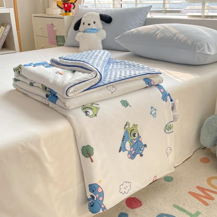 91家纺网 家纺一手货源 找家纺 大彩家居2023凉感丝豆豆被夏被被子夏凉被空调被 怪兽大学