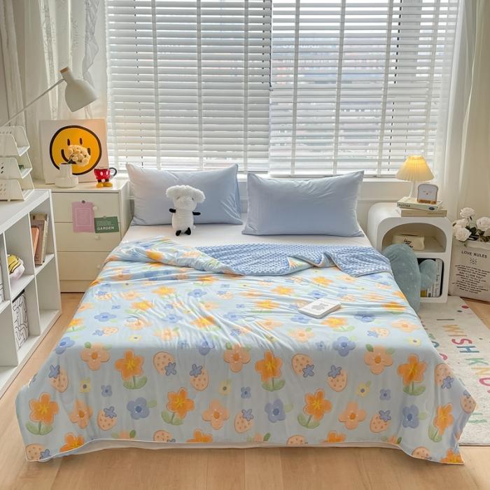 91家纺网 家纺一手货源 找家纺 大彩家居2023凉感丝豆豆被夏被被子夏凉被空调被 草莓花花