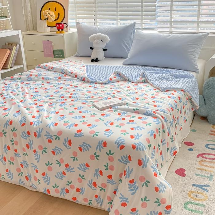 91家纺网 家纺一手货源 找家纺 大彩家居2023凉感丝豆豆被夏被被子夏凉被空调被 花间密语