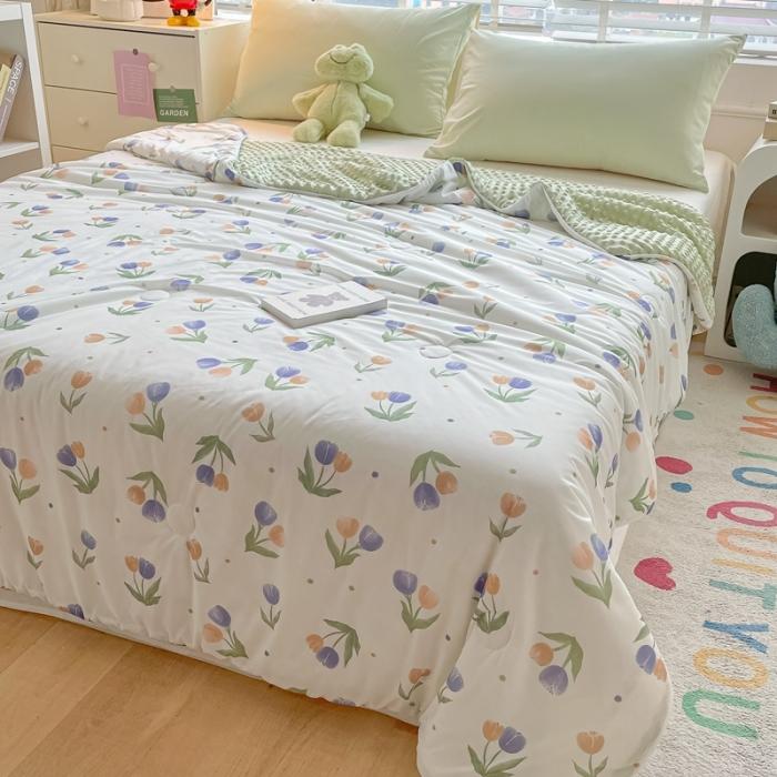 91家纺网 家纺一手货源 找家纺 大彩家居2023凉感丝豆豆被夏被被子夏凉被空调被 花沫