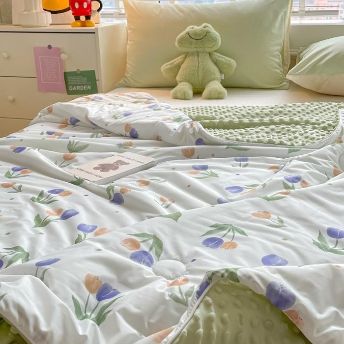 91家纺网 家纺一手货源 找家纺 大彩家居2023凉感丝豆豆被夏被被子夏凉被空调被 花沫