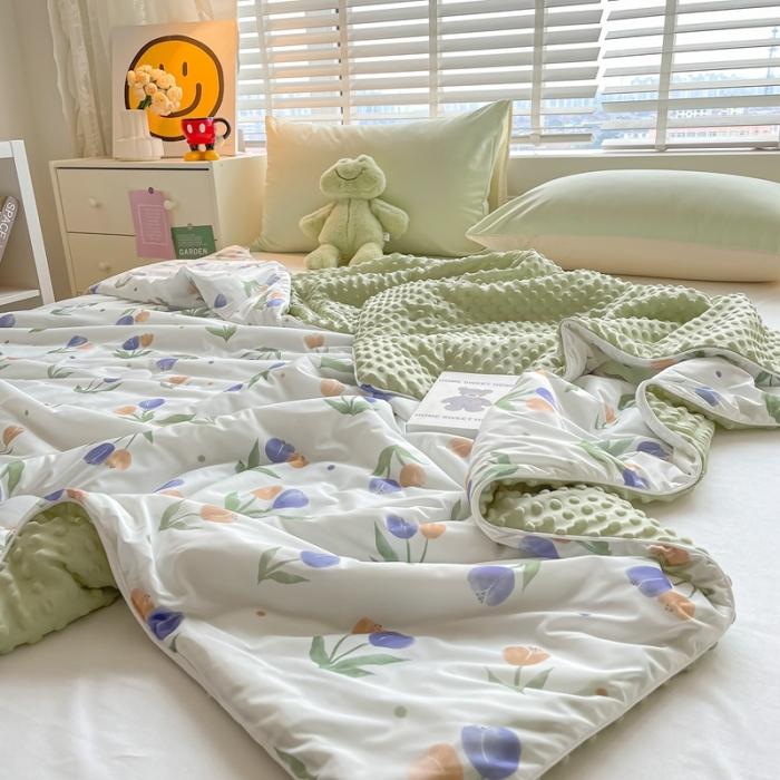 91家纺网 家纺一手货源 找家纺 大彩家居2023凉感丝豆豆被夏被被子夏凉被空调被 花沫