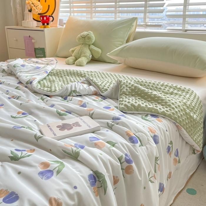 91家纺网 家纺一手货源 找家纺 大彩家居2023凉感丝豆豆被夏被被子夏凉被空调被 花沫