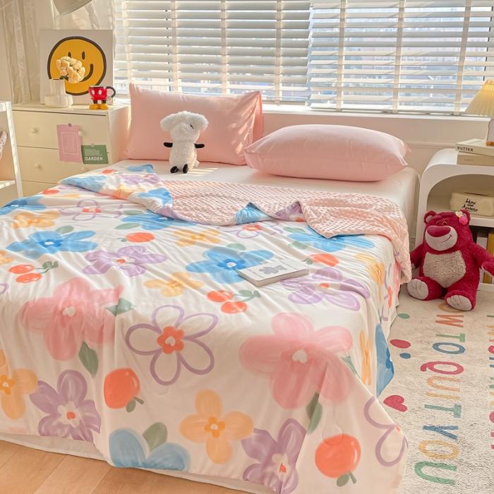 91家纺网 家纺一手货源 找家纺 大彩家居2023凉感丝豆豆被夏被被子夏凉被空调被 生如夏花