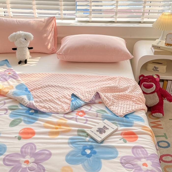 91家纺网 家纺一手货源 找家纺 大彩家居2023凉感丝豆豆被夏被被子夏凉被空调被 生如夏花