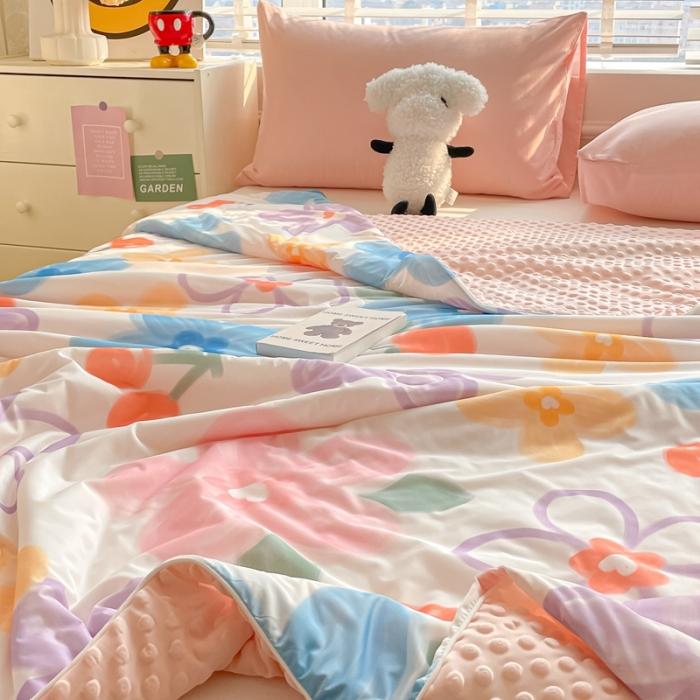 91家纺网 家纺一手货源 找家纺 大彩家居2023凉感丝豆豆被夏被被子夏凉被空调被 生如夏花