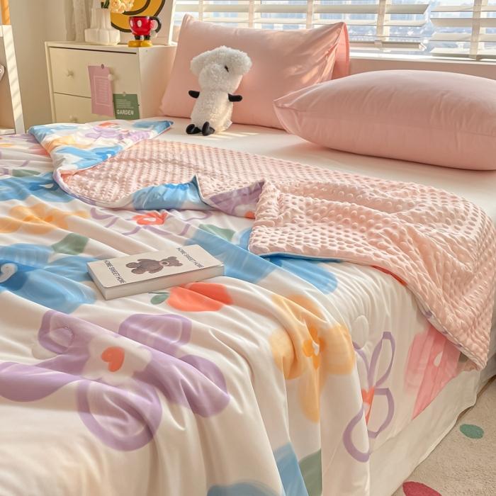 91家纺网 家纺一手货源 找家纺 大彩家居2023凉感丝豆豆被夏被被子夏凉被空调被 生如夏花