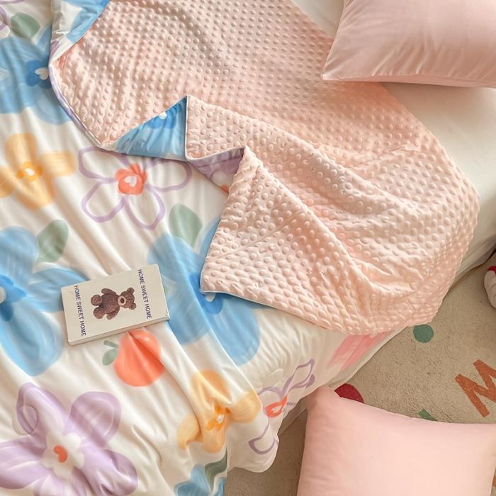 91家纺网 家纺一手货源 找家纺 大彩家居2023凉感丝豆豆被夏被被子夏凉被空调被 生如夏花