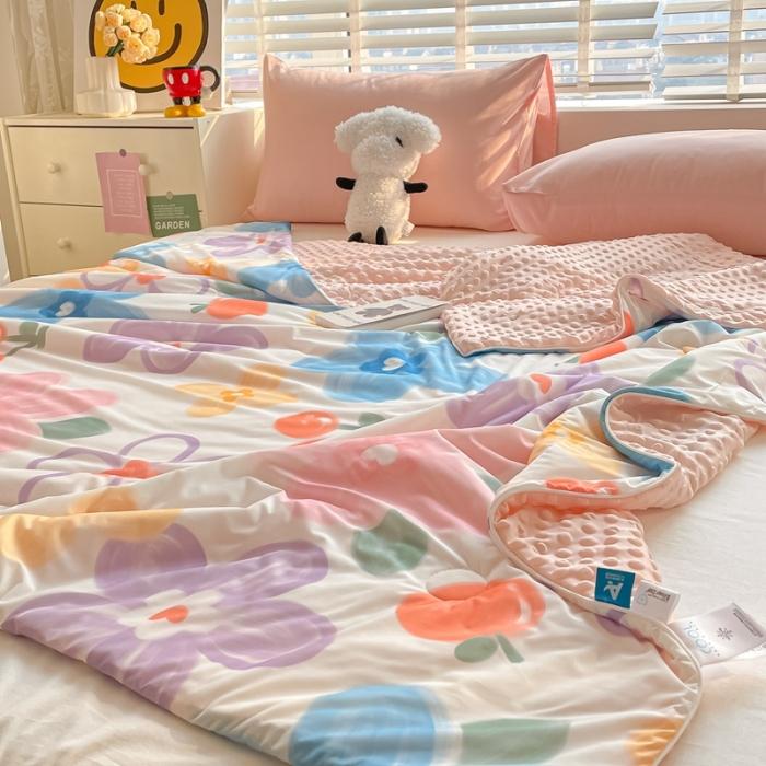 91家纺网 家纺一手货源 找家纺 大彩家居2023凉感丝豆豆被夏被被子夏凉被空调被 生如夏花