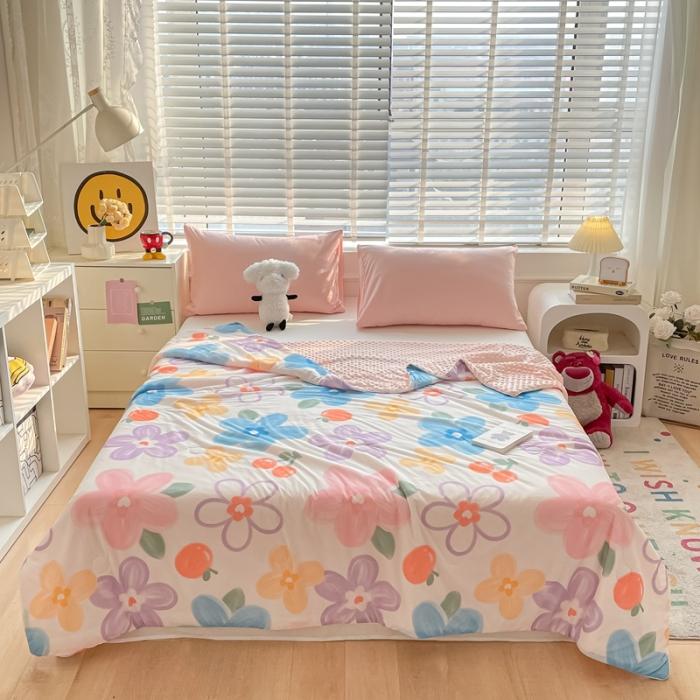 91家纺网 家纺一手货源 找家纺 大彩家居2023凉感丝豆豆被夏被被子夏凉被空调被 生如夏花