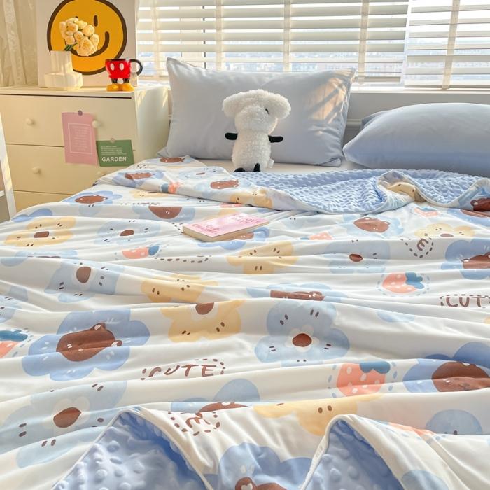 91家纺网 家纺一手货源 找家纺 大彩家居2023凉感丝豆豆被夏被被子夏凉被空调被 小熊花花