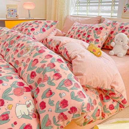 91家纺网 家纺一手货源 找家纺 芷卧 2025新款13372全棉碎花小清新四件套 月野