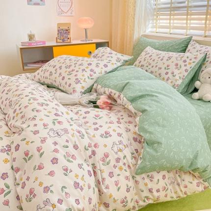 91家纺网 家纺一手货源 找家纺 芷卧 2025新款13372全棉碎花小清新四件套 栀夏