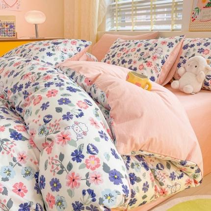 91家纺网 家纺一手货源 找家纺 芷卧 2025新款13372全棉碎花小清新四件套 花小羊