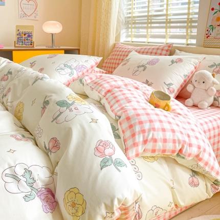 91家纺网 家纺一手货源 找家纺 芷卧 2025新款13372全棉碎花小清新四件套 落苏