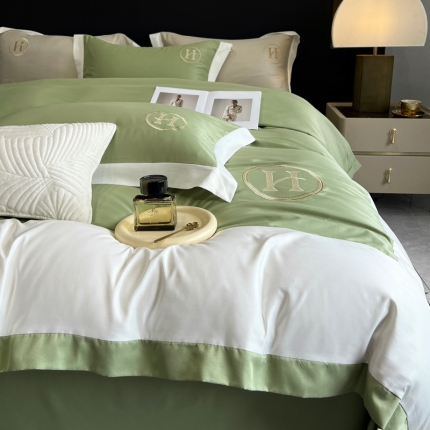 91家纺网 家纺一手货源 找家纺 奥汀洛2024新品工艺款水洗冰丝真丝刺绣直播四件套