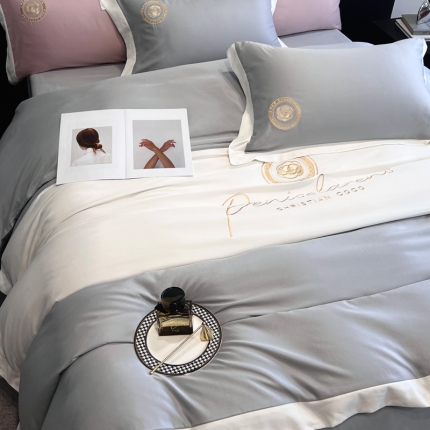 91家纺网 家纺一手货源 找家纺 奥汀洛2024新品工艺款水洗冰丝真丝刺绣直播四件套