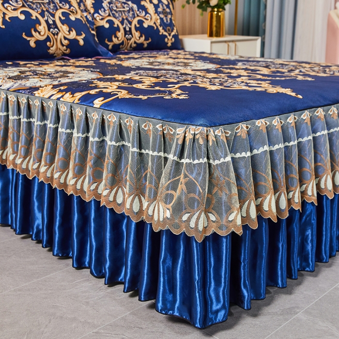 91家纺网 家纺一手货源 找家纺 艾裙海 2025新款冰丝凉席三件套系列-床裙款 巴黎风尚