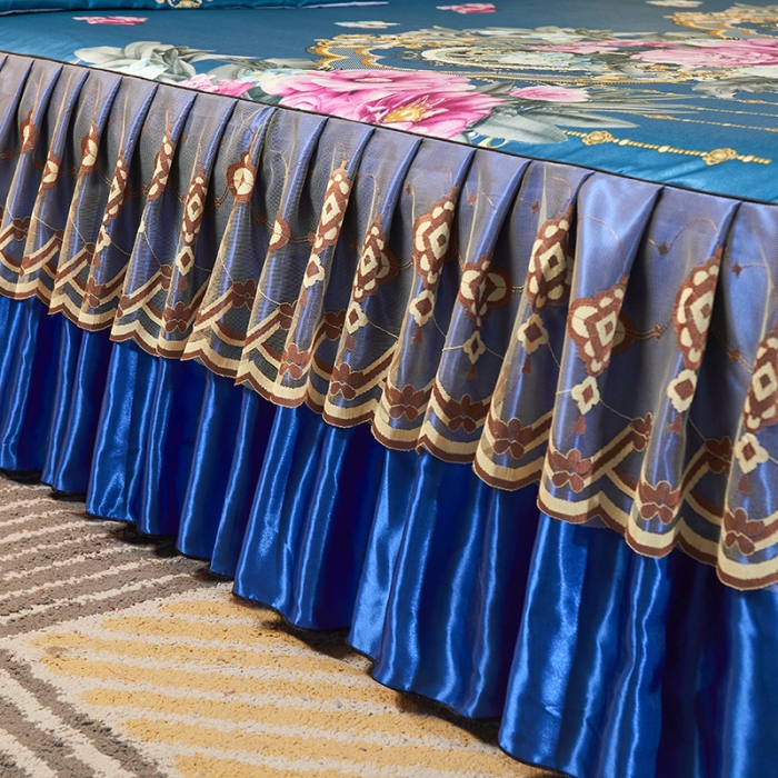 91家纺网 家纺一手货源 找家纺 艾裙海 2025新款冰丝凉席三件套系列-床裙款 富贵人生