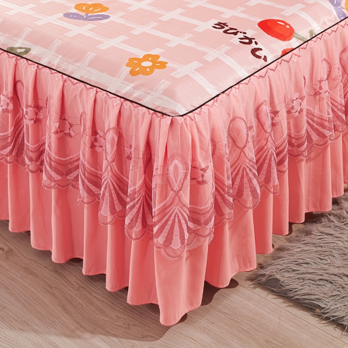 91家纺网 家纺一手货源 找家纺 艾裙海 2025新款冰丝凉席三件套系列-床裙款 樱桃