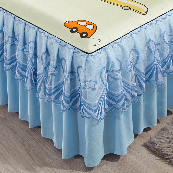 91家纺网 家纺一手货源 找家纺 艾裙海 2025新款冰丝凉席三件套系列-床裙款 小恐龙