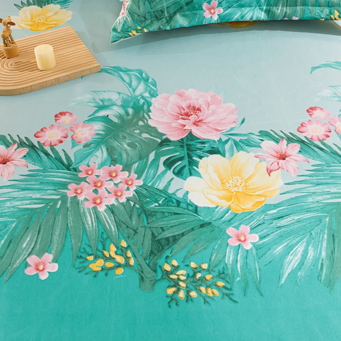 91家纺网 家纺一手货源 找家纺 艾裙海 2025新款冰丝凉席三件套系列-床裙款 夏之花语