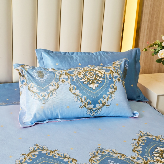 91家纺网 家纺一手货源 找家纺 艾裙海 2025新款冰丝凉席三件套系列-床裙款 欧式风情