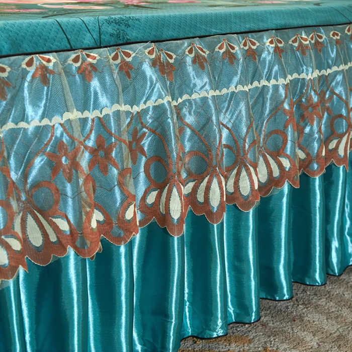 91家纺网 家纺一手货源 找家纺 艾裙海 2025新款冰丝凉席三件套系列-床裙款 花语梦乡