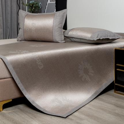 91家纺网 家纺一手货源 找家纺 席都 2024新款单面冰藤席凉席三件套 初夏香槟