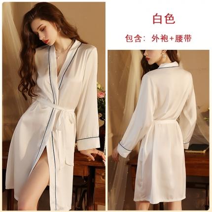 91家纺网 家纺一手货源 找家纺 （总）洛兰沙 夏季新款女士酒店性感开衫睡袍高端轻奢仿真丝面料睡衣家居服