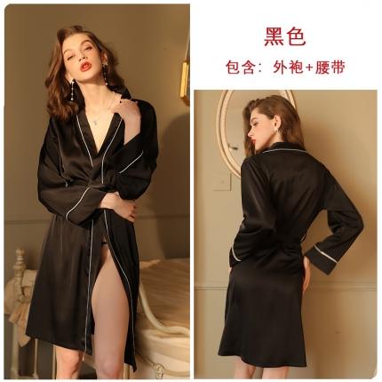 91家纺网 家纺一手货源 找家纺 （总）洛兰沙 夏季新款女士酒店性感开衫睡袍高端轻奢仿真丝面料睡衣家居服