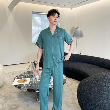 91家纺网 家纺一手货源 找家纺 （总）洛兰沙 夏季冰凉睡衣情侣款冰丝丝绸可外穿居家服套装女厂家直销