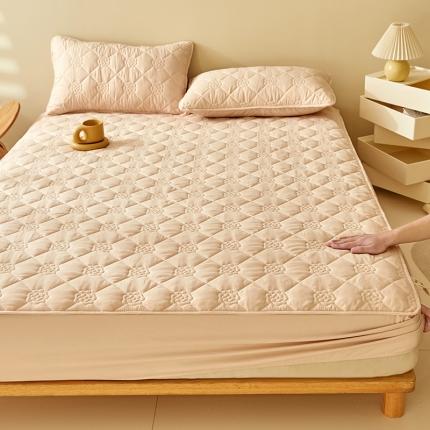 91家纺网 家纺一手货源 找家纺 （总）给笠 2023新款 纯色原棉玉米纤维夹棉床笠