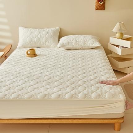 91家纺网 家纺一手货源 找家纺 （总）给笠 2023新款 纯色原棉玉米纤维夹棉床笠