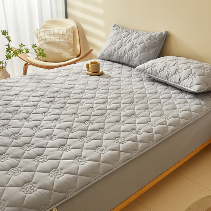 91家纺网 家纺一手货源 找家纺 （总）给笠 2023新款 纯色原棉玉米纤维夹棉床笠