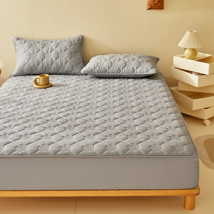 91家纺网 家纺一手货源 找家纺 （总）给笠 2023新款 纯色原棉玉米纤维夹棉床笠