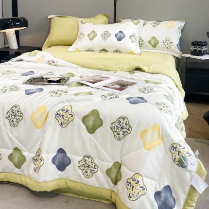 91家纺网 家纺一手货源 找家纺 帕拉美拉 2025新款水洗棉麻双层纱大豆夏被 夏洛-兰