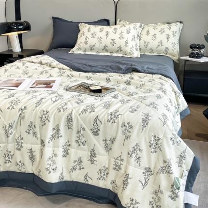 91家纺网 家纺一手货源 找家纺 帕拉美拉 2025新款水洗棉麻双层纱大豆夏被 邂逅-绿